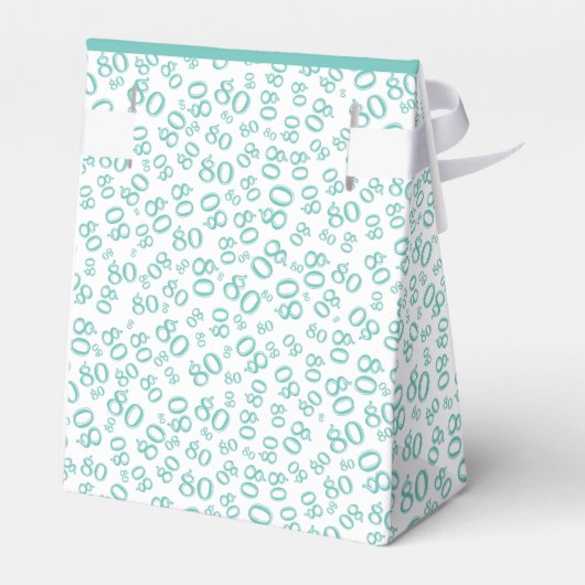 Dank u 80ste Verjaardag Blauwgroen/Wit Nummerpatro Bedankdoosjes (Achterkant)