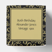 "Dank u": 80ste verjaardag goud / zwart patroon Bedankdoosjes (Bovenkant)