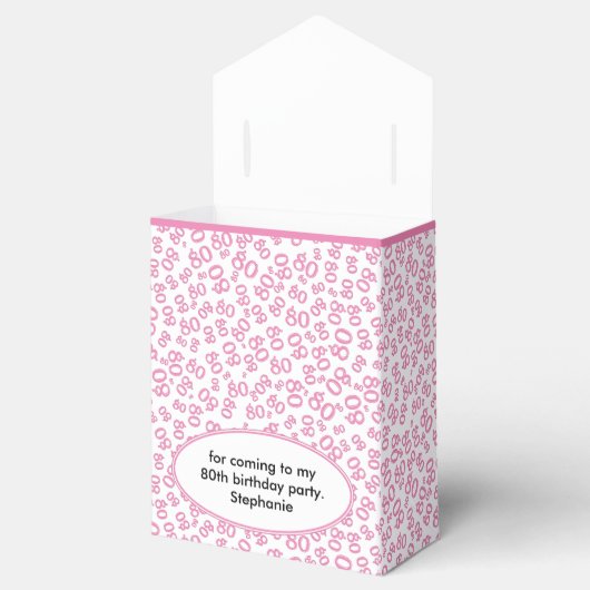 Dank u 80ste Verjaardag Roze/Wit Nummerpatroon Bedankdoosjes (Geopend)