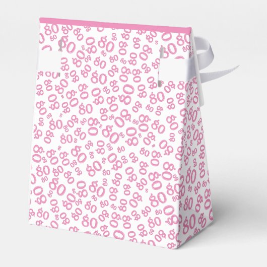 Dank u 80ste Verjaardag Roze/Wit Nummerpatroon Bedankdoosjes (Achterkant)