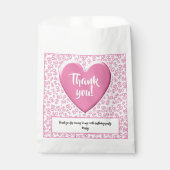 Dank u 80ste willekeurige nummer patroon roze/wit bedankzakje (Voorkant)