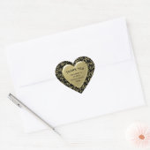 Dank u - 80th Nummer Patroon Goud en Zwart Hart Sticker (Envelop)