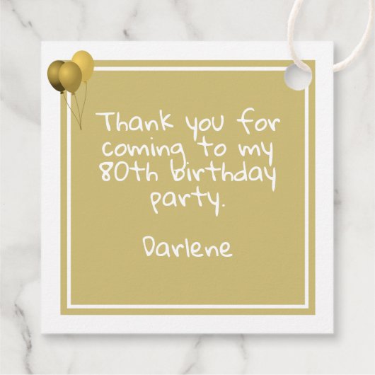 Dank u 80th Nummerpatroon Goud en Wit Bedankjes Labels (Achterkant)