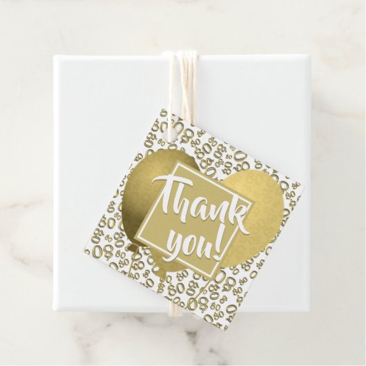 Dank u 80th Nummerpatroon Goud en Wit Bedankjes Labels (In situ)