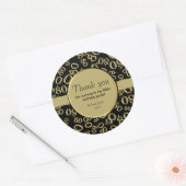Dank u: 80th Nummerpatroon Goud en Zwart Ronde Sticker (Envelop)