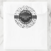 Dank u: 85 Verjaardag Zwart/Wit Getal Patroon Ronde Sticker (Tas)
