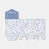 Dank u 90ste verjaardag blauw/wit patroon bedankdoosjes (Uitgevouwen)