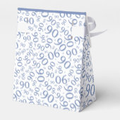 Dank u 90ste verjaardag blauw/wit patroon bedankdoosjes (Achterkant)