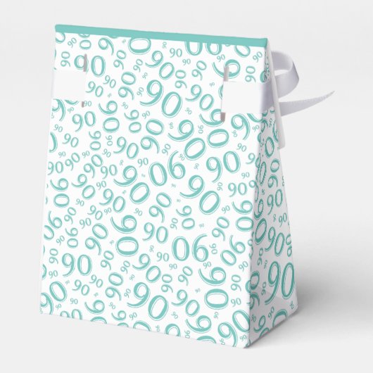 Dank u 90ste Verjaardag Blauwgroen/Wit Patroon Bedankdoosjes (Achterkant)