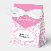 Dank u 90ste verjaardag roze/wit patroon bedankdoosjes (Voorkant Zijde)