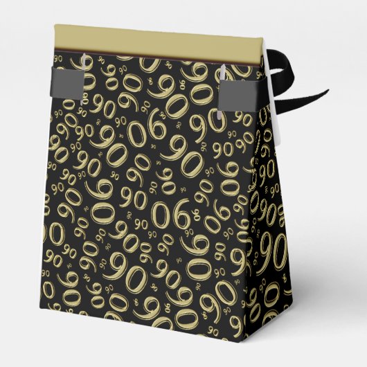 Dank u: 90ste verjaardag thema goud / zwart bedankdoosjes (Achterkant)
