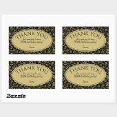 Dank u - 90th Nummer Patroon Goud en Zwart Rechthoekige Sticker (Vel)