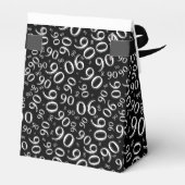 Dank u 90th Willekeurig Nummerpatroon Zwart/Wit Bedankdoosjes (Achterkant)