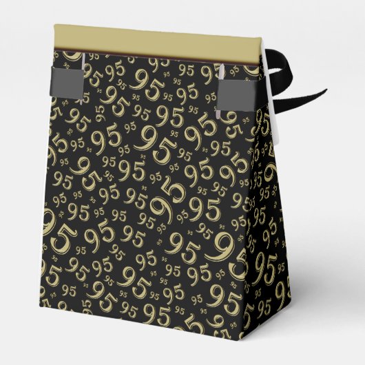 Dank u 95e verjaardag zwart/gouden nummerpatroon bedankdoosjes (Achterkant)