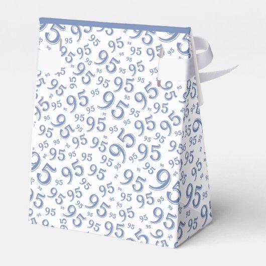 Dank u 95th Verjaardag Blauw/Wit Nummerpatroon Bedankdoosjes (Achterkant)