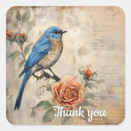 Dank u 9 vierkante sticker (Voorkant)