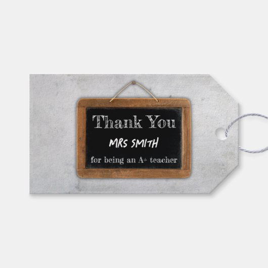  dank u A + Leraar Krijtbord School Cadeaulabel (Voorkant (Horizontaal))