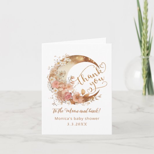 Dank u aan de maan gouden bloemenmaan dank u kaart (Voorkant)