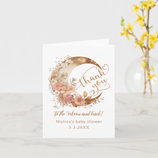 Dank u aan de maan gouden bloemenmaan dank u kaart (Gele Bloem)