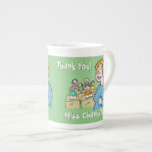 Dank u aan een Vrouw leraar. Leerlingencadeau. Porselein Kop (Voorkant rechts)