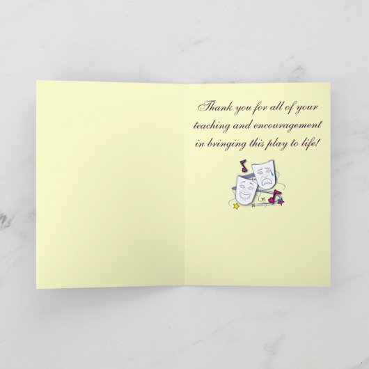 Dank u aan Mijn Leraar van het Drama: Spel Bedankkaart (Binnen)