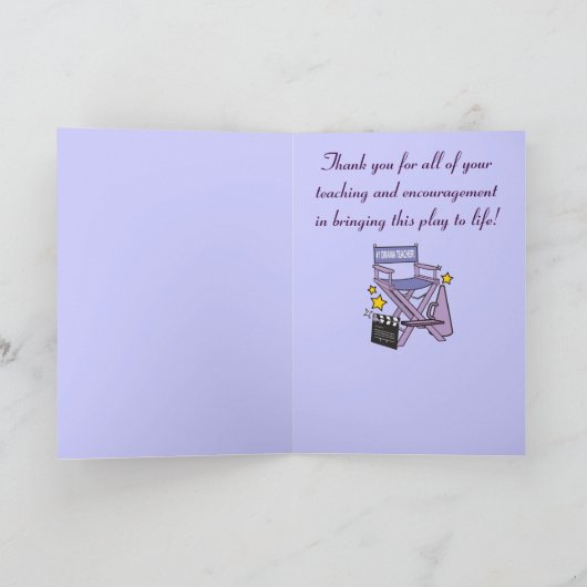 Dank u aan Mijn Leraar van het Drama: Spel Bedankkaart (Binnen)