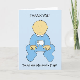 Dank u aan Zwangerschapspersoneel Schattige Baby B Bedankkaart