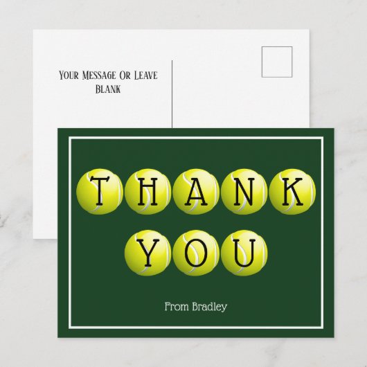 Dank u Aangepast Tennis Aangepast Briefkaart (Voorkant / Achterkant)