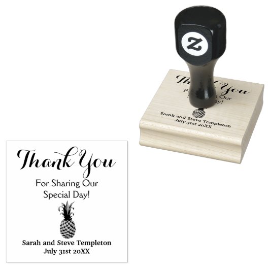 Dank u aangepaste ananas bruiloft rubberen stempel (Gestempeld)
