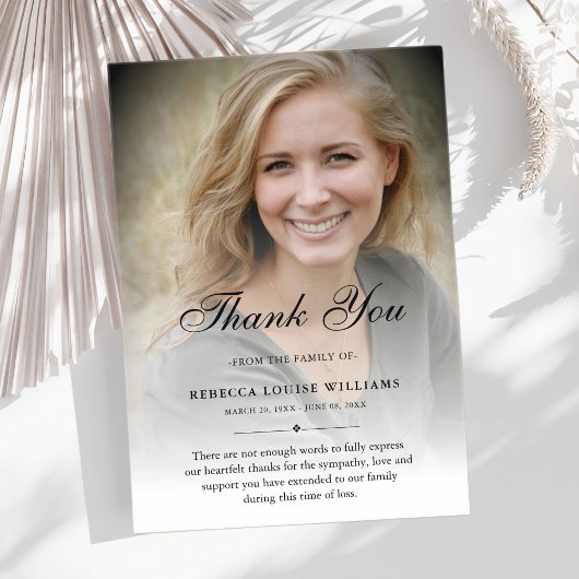 Dank u aangepaste begrafenis foto sympathie acryl uitnodigingen