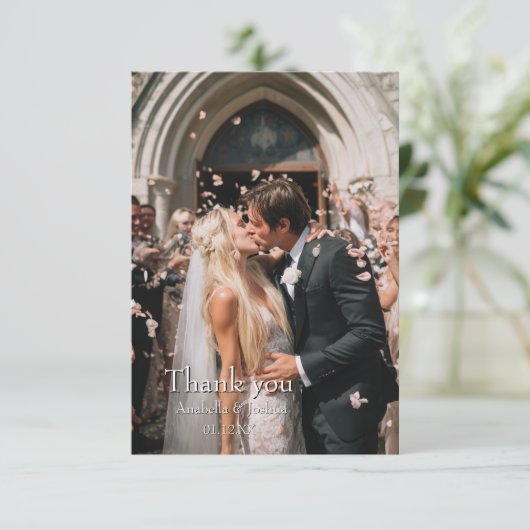 Dank u Aangepaste Foto Trouwkaart Bedankkaart (Staand voorkant)