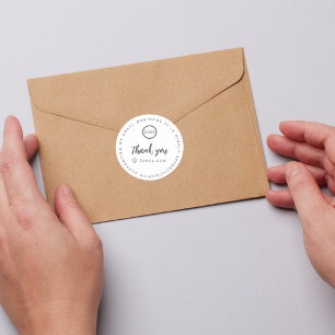 Dank u aangepaste logo naam kleine bedrijven Stick Ronde Sticker