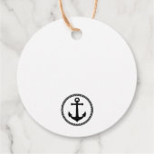 Dank u Aangepaste tekst nautische Zee anker zwart Bedankjes Labels (Achterkant)