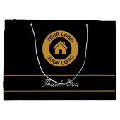 Dank u aangepaste zakelijke logo-tekst Elegant zwa Groot Cadeauzakje (Achterkant)