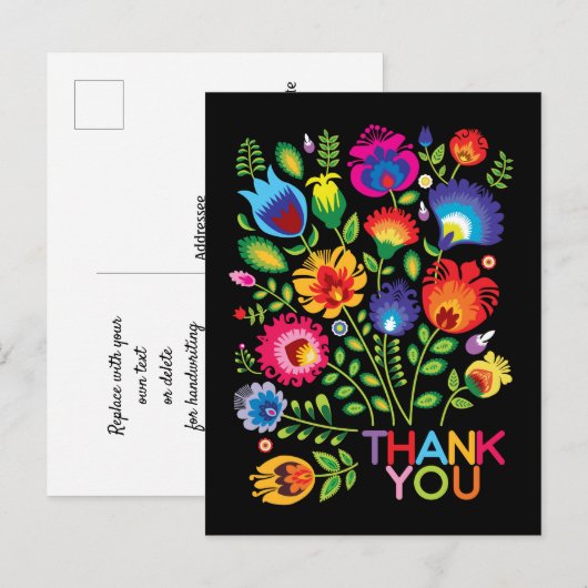 Dank u aanpasbare folklore briefkaart (Voorkant / Achterkant)