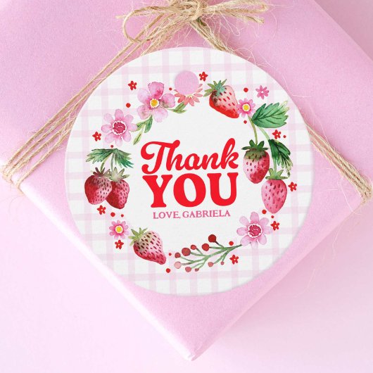 Dank u Aardbei 1e verjaardag Bedankjes Labels