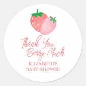 Dank u Aardbei Baby shower Ronde Sticker (Voorkant)