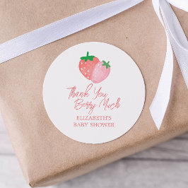 Dank u Aardbei Baby shower Ronde Sticker