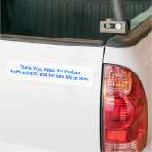 Dank u, Abba, voor Yeshua HaMeschiach, Bumpersticker (Op Truck)