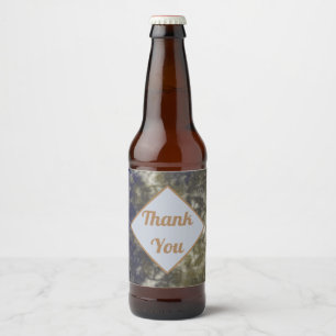 Dank u Abstract Blauw Bruin Genderneutraal Bier Etiket