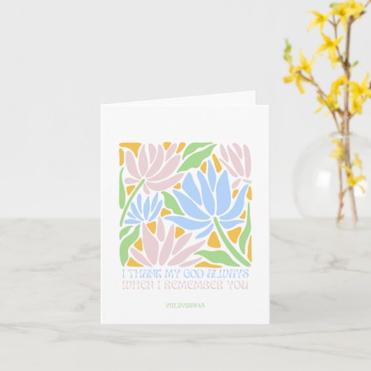 Dank u Abstracte Bloemen Kaart Bijbelvers Kaart (Gele Bloem)