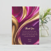 Dank u-Abstracte Flow Art- Fuchsia en Gold- Kaart (Staand voorkant)