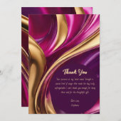 Dank u-Abstracte Flow Art- Fuchsia en Gold- Kaart (Voorkant / Achterkant)