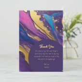 Dank u-Abstracte Flow Art- Fuchsia en Gold- Kaart (Staand voorkant)