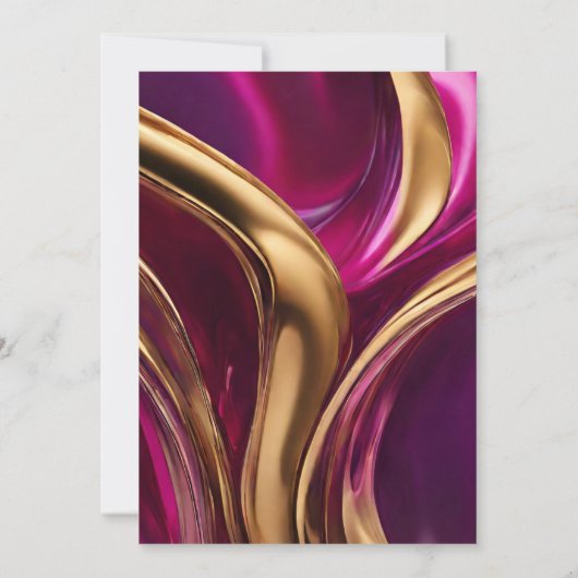 Dank u-Abstracte Flow Art- Fuchsia en Gold- Kaart (Achterkant)