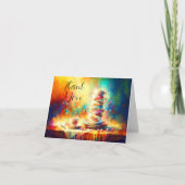 Dank u Abstracte gestapelde  theekopjes Kaart (Voorkant)