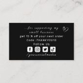 Dank u Abstracte Glitter Star Pattern Love Zwart Visitekaartje (Achterkant)