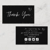 Dank u Abstracte Glitter Star Pattern Love Zwart Visitekaartje (Voorkant / Achterkant)