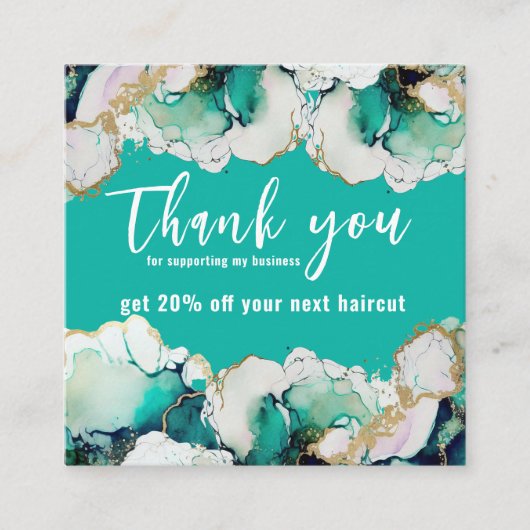 Dank u Abstracte groene elegante zaken Vierkante Visitekaartje (Voorkant)