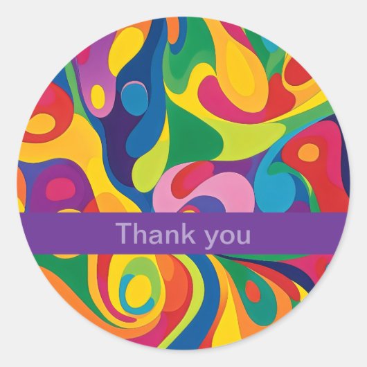 Dank u abstracte kleurstroom ronde sticker (Voorkant)